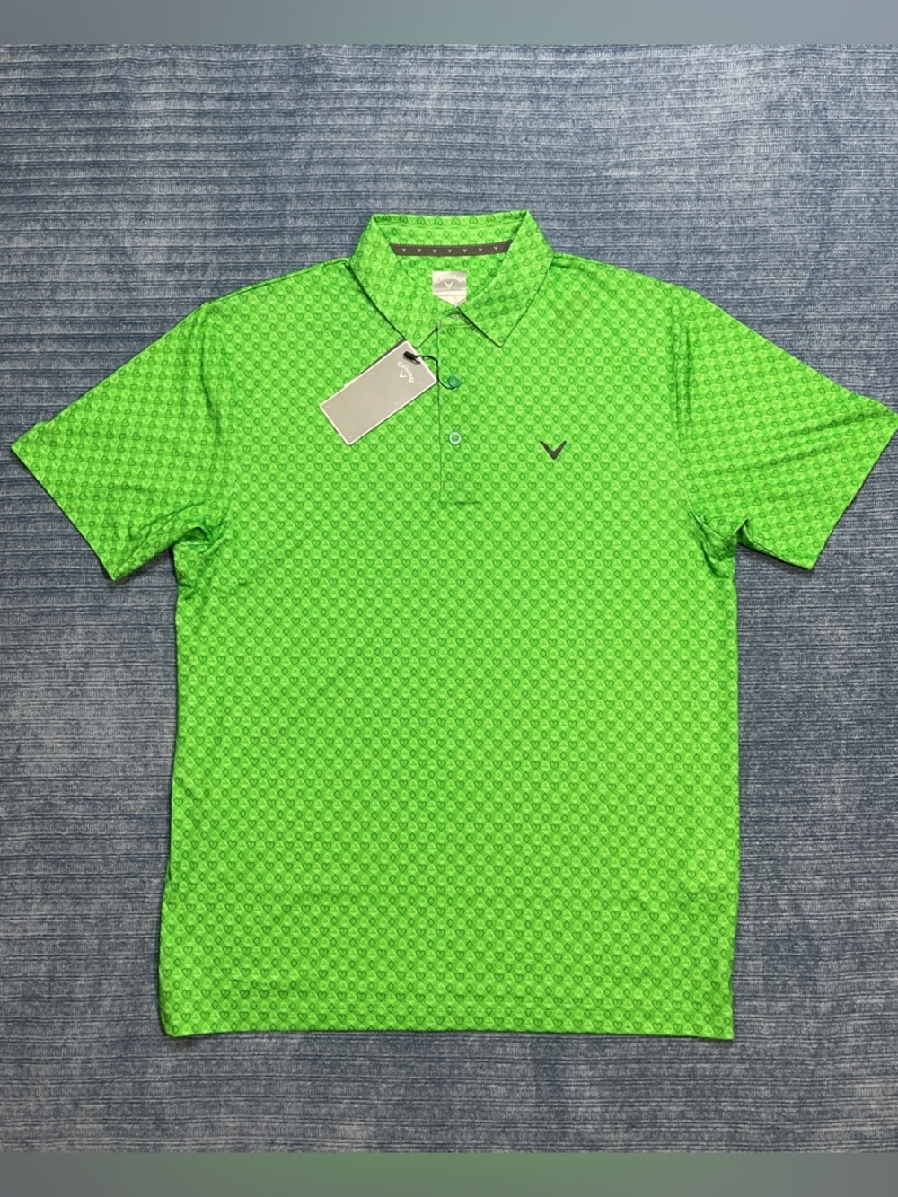 Callaway Opti-Dri Golf Polo Men's Medium Green Playing Card Pattern Poker NEW